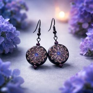 Elegant Purple Floral Earrings
